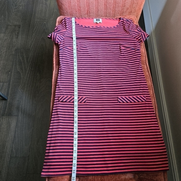 Laundry By Design Red & Navy Striped Short Sleeve Shift Dress Sz. S - Picture 8 of 10